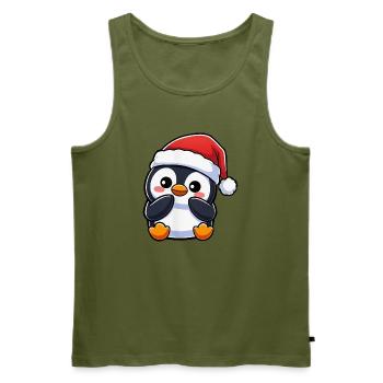 Süßer Weihnachts Pinguin Cartoon Kawaii Chibi - Männer Premium Bio Tank Top - Khaki - Vorne - Michal (187cm)