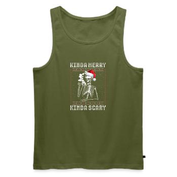 Kinda Merry Kinda Scary Women's Christmas Skeleton - Men's Premium Organic Tank Top - khaki - Front - Michal (187cm)