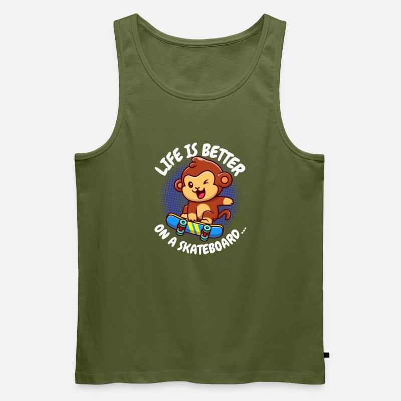 Life Is Better Skateboard Affe Monkey - Männer Premium Bio Tank Top - Khaki