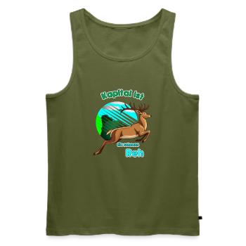 Kapital ist Ein scheues Reh - Männer Premium Bio Tank Top - Khaki - Vorne - Michal (187cm)
