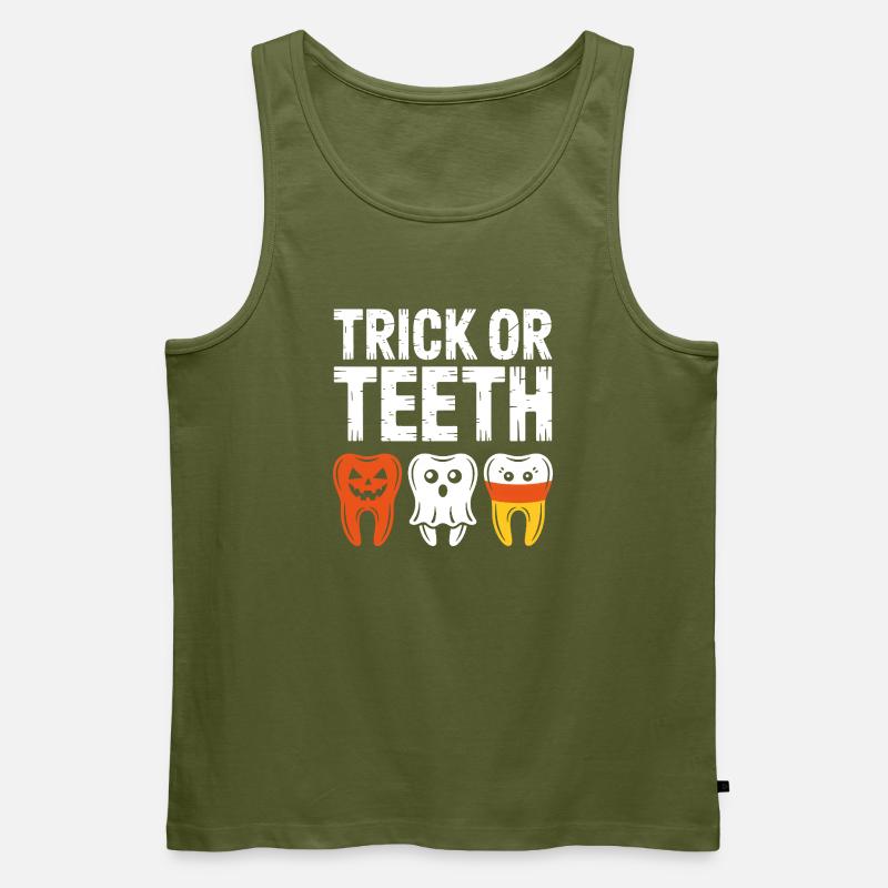 Trick oder Teeth Halloween-Trio - Männer Premium Bio Tank Top - Khaki