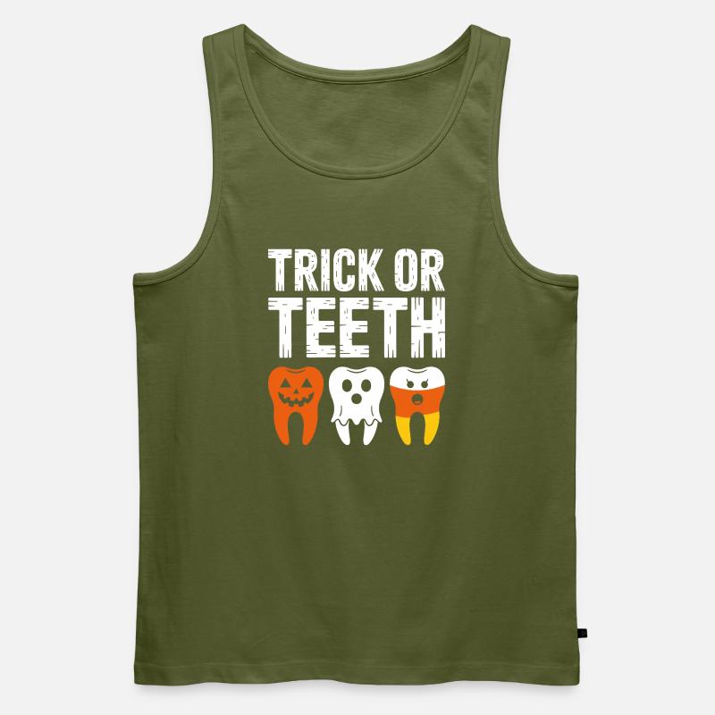 Trick oder Teeth Halloween-T-Shirt - Männer Premium Bio Tank Top - Khaki