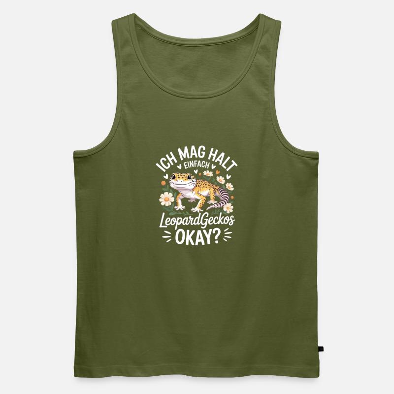 LeopardGecko Charm mit Blüten - Männer Premium Bio Tank Top - Khaki