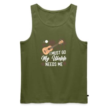 Hawaiian Ukulele Uke I Must Go My - Männer Premium Bio Tank Top - Khaki - Vorne - Michal (187cm)
