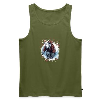 Nashorn Snowboard - Männer Premium Bio Tank Top - Khaki - Vorne - Michal (187cm)
