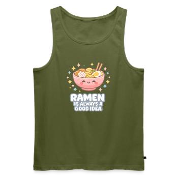 Ramen Nudeln Katzenliebhaber Retro Kawaii Katzen - Männer Premium Bio Tank Top - Khaki - Vorne - Michal (187cm)