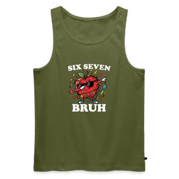 Six Seven Broth Back To School Apple 6 7 Fun - Men's Premium Organic Tank Top - khaki - Front - Michal (187cm)