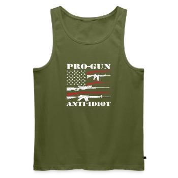 Pro-armes, anti-idiots - Débardeur bio Premium Homme - kaki - Devant - Michal (187cm)