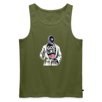 God Like Galaxy Design - Men's Premium Organic Tank Top - khaki - Front - Michal (187cm)