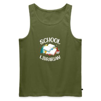Lesen Bibliothek Leseratte - Männer Premium Bio Tank Top - Khaki - Vorne - Michal (187cm)