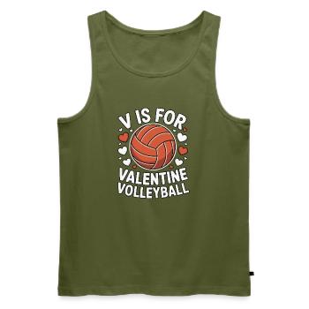 V ist für Valentine Volleyball - Männer Premium Bio Tank Top - Khaki - Vorne - Michal (187cm)