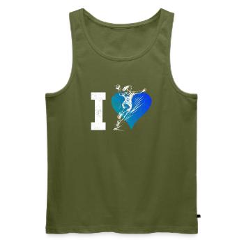 I love handball cool motif for handball for - Men's Premium Organic Tank Top - khaki - Front - Michal (187cm)