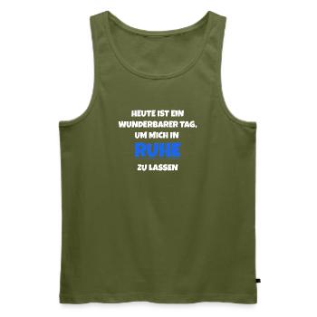 Heute ist ein wunderbarer Tag Ruhe - Männer Premium Bio Tank Top - Khaki - Vorne - Michal (187cm)