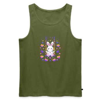 Hasen-Swing mit Herzen - Männer Premium Bio Tank Top - Khaki - Vorne - Michal (187cm)