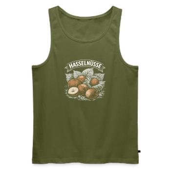 Hazelnut Vintage Illustration - Men's Premium Organic Tank Top - khaki - Front - Michal (187cm)