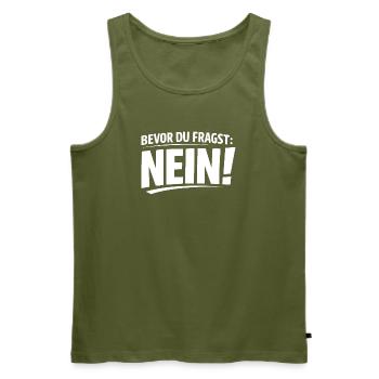 Bevor Du Fragst Nein Typo Shirt - Männer Premium Bio Tank Top - Khaki - Vorne - Michal (187cm)