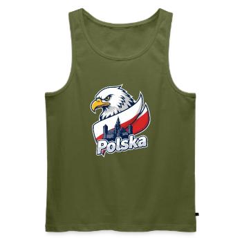 Aigle de Polska et Château sur le drapeau - Débardeur bio Premium Homme - kaki - Devant - Michal (187cm)
