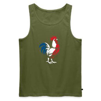 Französischer Hahn - Männer Premium Bio Tank Top - Khaki - Vorne - Michal (187cm)