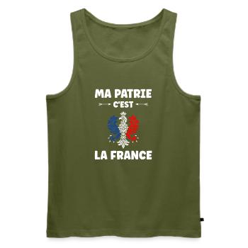 Ma Patrie C’est La France Tricolore - Débardeur bio Premium Homme - kaki - Devant - Michal (187cm)