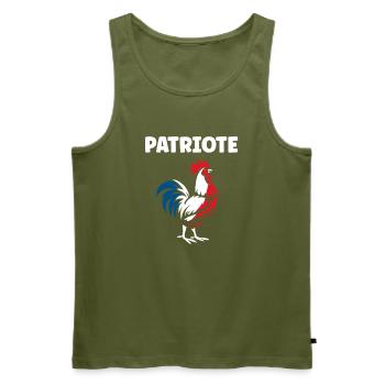 Coq Patriote Tricolore Coq français - Débardeur bio Premium Homme - kaki - Devant - Michal (187cm)