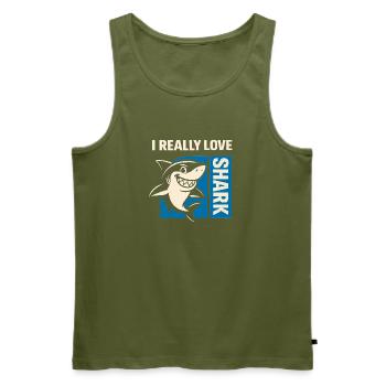 I Really Love Shark - Männer Premium Bio Tank Top - Khaki - Vorne - Michal (187cm)