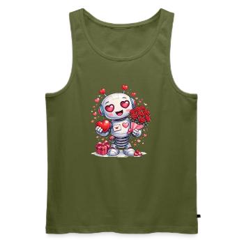 Verliebter Roboter – Valentinstagsmotiv mit Herz - Männer Premium Bio Tank Top - Khaki - Vorne - Michal (187cm)