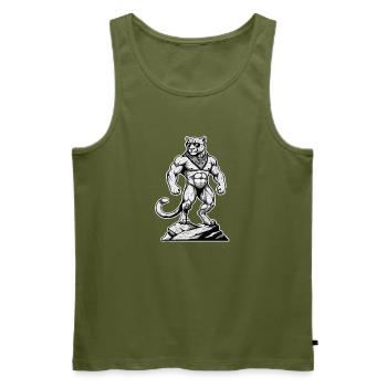Randonneurs Alpinistes Montagne Léopard nature - Débardeur bio Premium Homme - kaki - Devant - Michal (187cm)