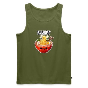 Kawaii Ramen Smiling Bowl - Men's Premium Organic Tank Top - khaki - Front - Michal (187cm)