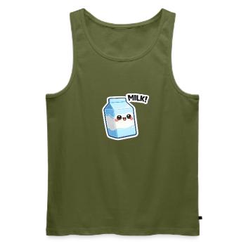 Kawaii Milchcarton Sticker Design - Männer Premium Bio Tank Top - Khaki - Vorne - Michal (187cm)