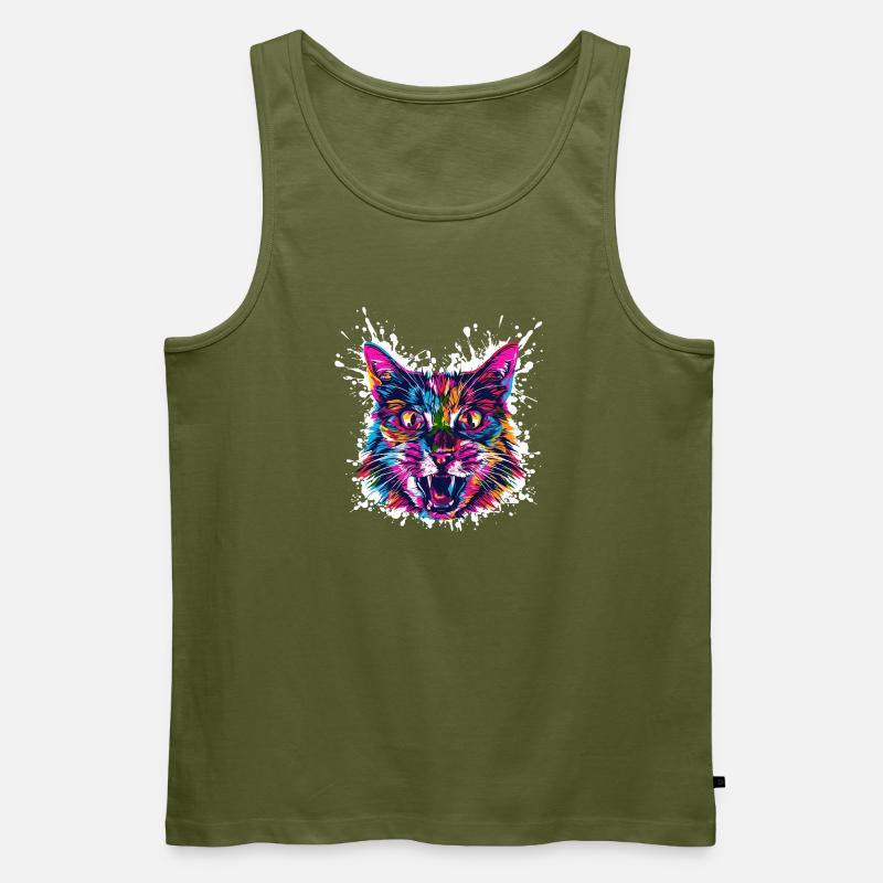 Katze Kunst Graffiti - Männer Premium Bio Tank Top - Khaki