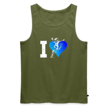 Handball Fans aufgepasst schlichtes Statement fuer - Männer Premium Bio Tank Top - Khaki - Vorne - Michal (187cm)