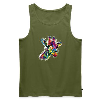 Farbige Giraffe Popart - Männer Premium Bio Tank Top - Khaki - Vorne - Michal (187cm)