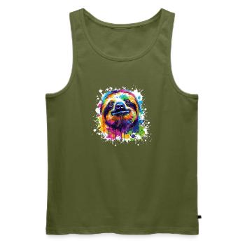 Color Explosion Sloth Sloth - Men's Premium Organic Tank Top - khaki - Front - Michal (187cm)