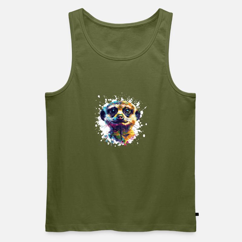 Erdmännchen Porträt Splash - Männer Premium Bio Tank Top - Khaki