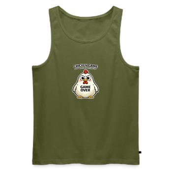Chicken GameOver Meme - Men's Premium Organic Tank Top - khaki - Front - Michal (187cm)