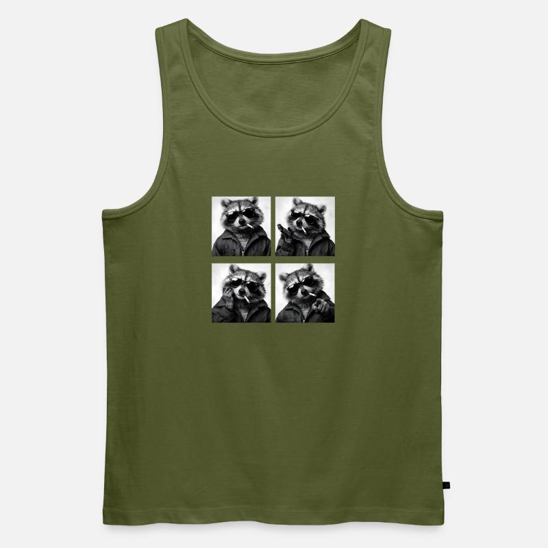 Waschbär Noir Vierfach: Sonnenbrille Zigarette - Männer Premium Bio Tank Top - Khaki
