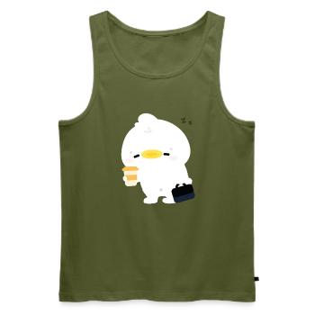 Kawaii Duck Coffee Moment - Men's Premium Organic Tank Top - khaki - Front - Michal (187cm)