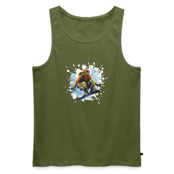 Frosch Snowboard - Männer Premium Bio Tank Top - Khaki - Vorne - Michal (187cm)