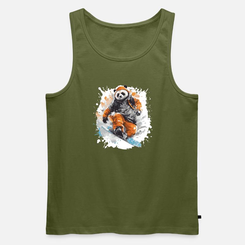 Panda Snowboard - Männer Premium Bio Tank Top - Khaki