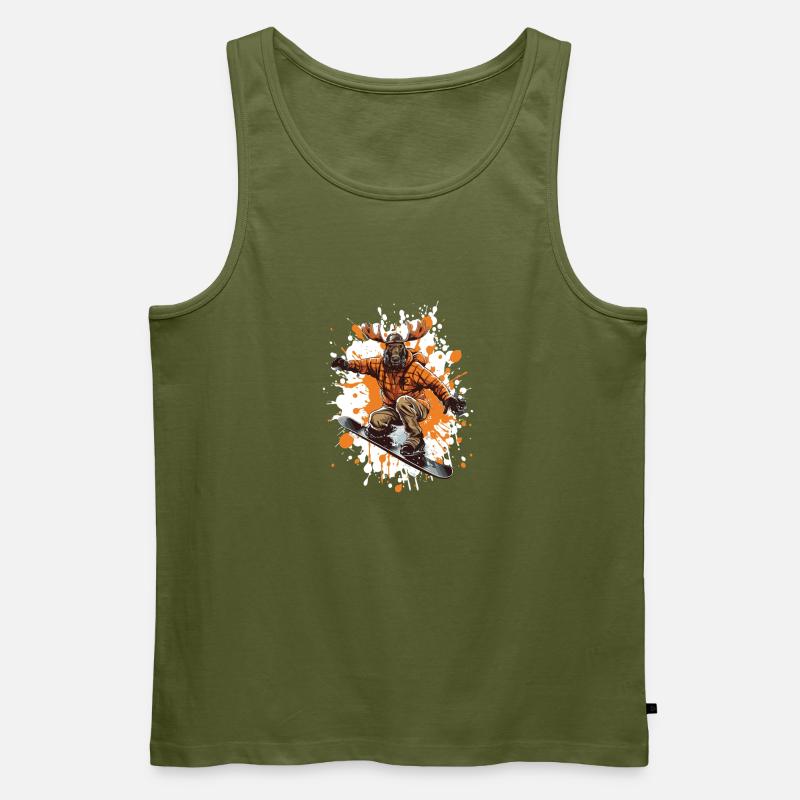 Elch Snowboard - Männer Premium Bio Tank Top - Khaki