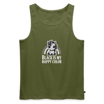 Schwarz ist mein fröhliches Farbeinhorn - Männer Premium Bio Tank Top - Khaki - Vorne - Michal (187cm)