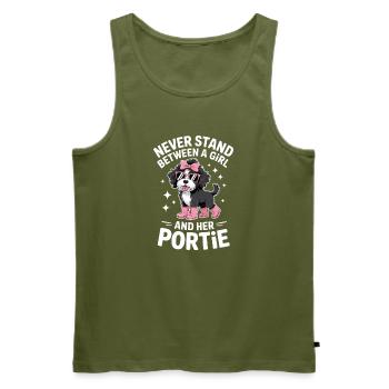 Portuguese Water Dog Sayings Funny Gift - Men's Premium Organic Tank Top - khaki - Front - Michal (187cm)