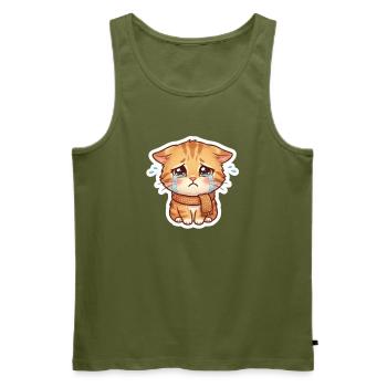 Weinendes Kätzchen mit Schal - Männer Premium Bio Tank Top - Khaki - Vorne - Michal (187cm)