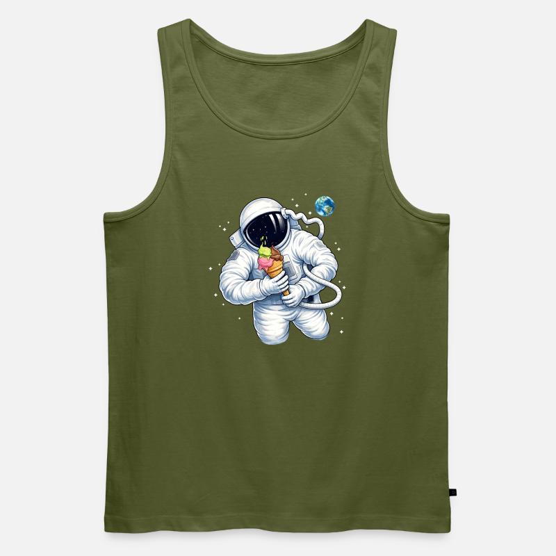 Astronaut mit Eiscreme im Weltall  - Männer Premium Bio Tank Top - Khaki