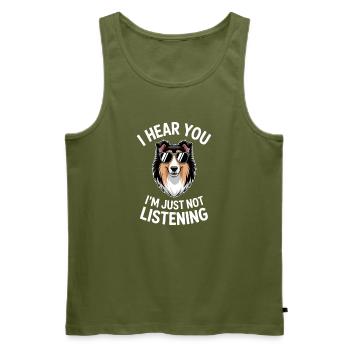Dictions du collie à poils longs cadeau du collie à poils longs - Débardeur bio Premium Homme - kaki - Devant - Michal (187cm)