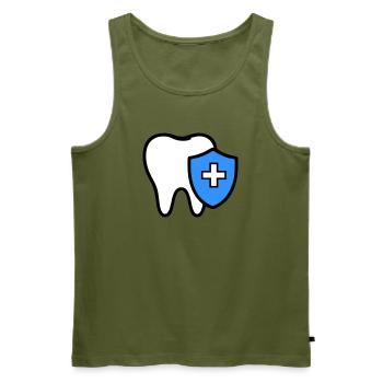 Tooth Icon Dentist - Men's Premium Organic Tank Top - khaki - Front - Michal (187cm)