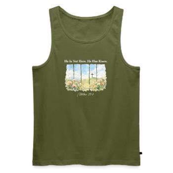 Er ist auferstanden, Matthäus 28,6 Ostern Christlich - Männer Premium Bio Tank Top - Khaki - Vorne - Michal (187cm)