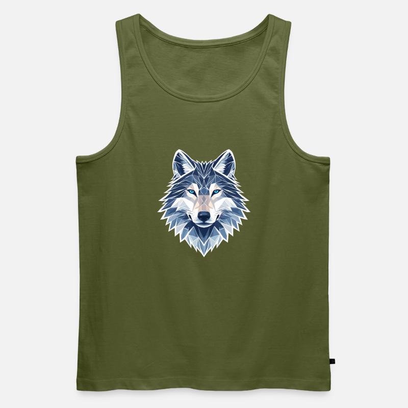 Geometrischer Wolf - Moderner Geometrischer Wolf  - Männer Premium Bio Tank Top - Khaki