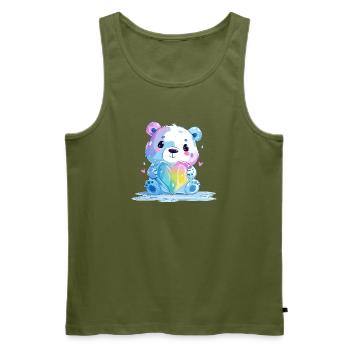 Un joli ours polaire avec un cœur arc-en-ciel - Débardeur bio Premium Homme - kaki - Devant - Michal (187cm)