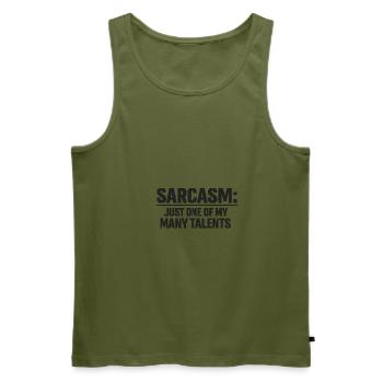 Sarcasme : Un de mes talents - Débardeur bio Premium Homme - kaki - Devant - Michal (187cm)